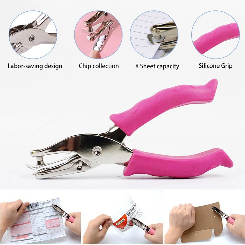 SCORYULE Single Hole Punch 1/4" and 1/8", 2 Pack Small Hole Puncher for Crafts, One Hole Paper Punch with Grip Handle, Small Hole Punch for Kids and Adults - Image 3